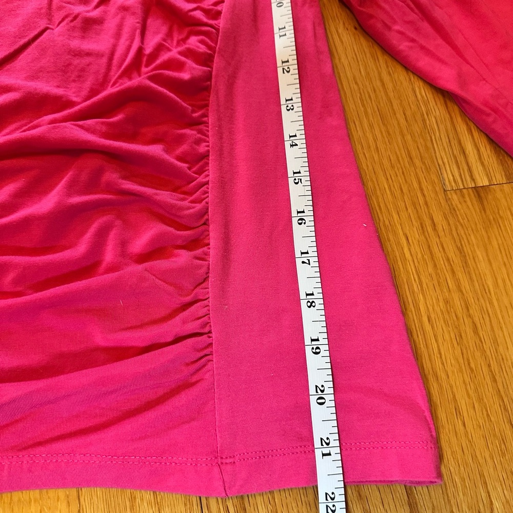 Ruby Ribbon Red/Pink Ruched Square-Neck 3/4 Sleeve Top Size L - Picture 12 of 16